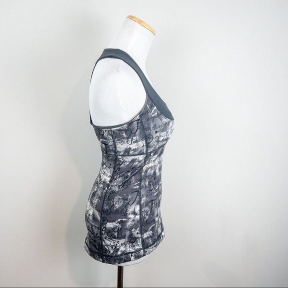 Lululemon Womens Size 4 Scoop Neck Tank Inky Manifesto India Gray Rare Yoga - Picture 5 of 7